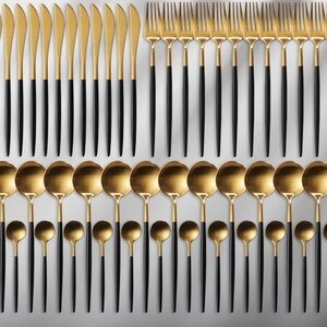 24-Piece Gold Silverware Set Gold Utensils Set for 6, Gold Spoons and Fork NwT